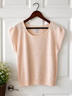 Vintage Garland Pointelle Knit Sweater Vest Soft Girl Coquette Balletcore Cottag